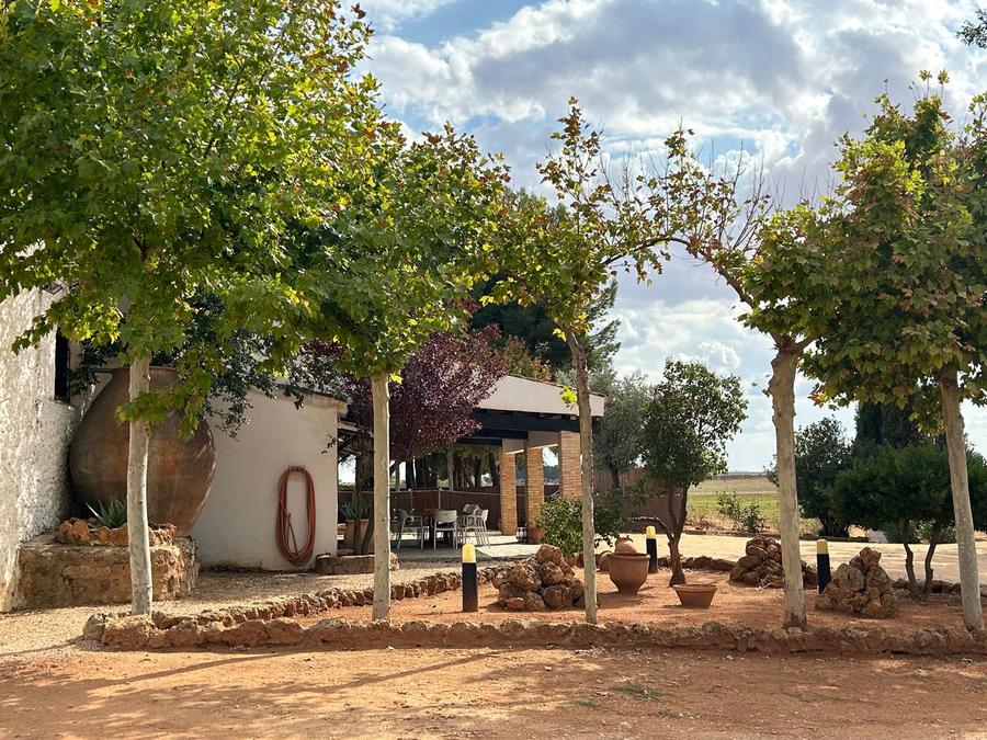 Jardín y entrada de la casa rural
